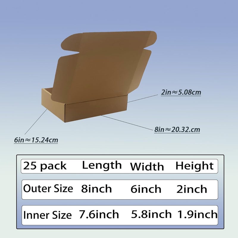 Livejun 8x6x2 inch Shipping Boxes Pack of 25, Brown Corrugated Cardboard Box Mailer Boxes for Packaging Small Business Shipping，Recyclable Moving Storage Mailing Boxes Bulk Book Literature Gift Giving - Image 5